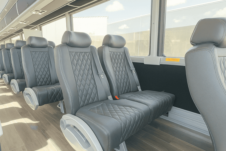 interior of La Mesa Coach Bus Service charter bus